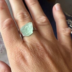 Elegant Silver and Green Stone Ring